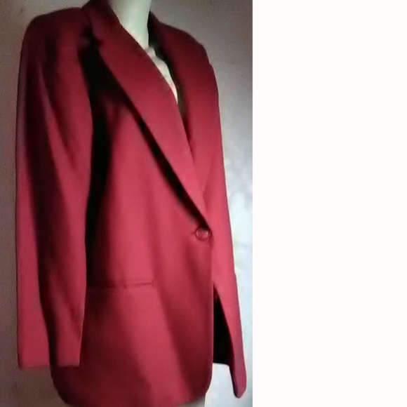 Sag Harbor Red Wool Blazer Size 14 - Picture 5 of 6